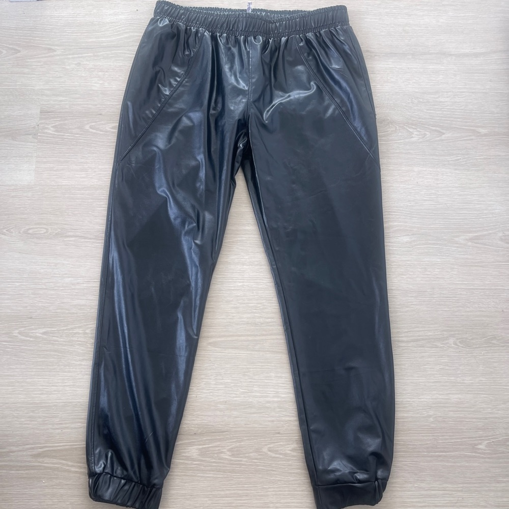 David Lerner Faux Leather Joggers